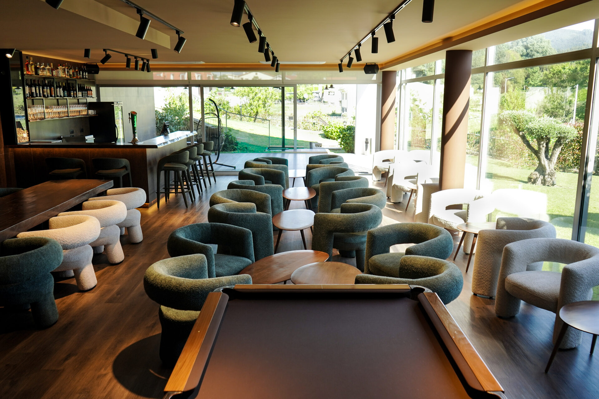 Sala de convívio com bilhar